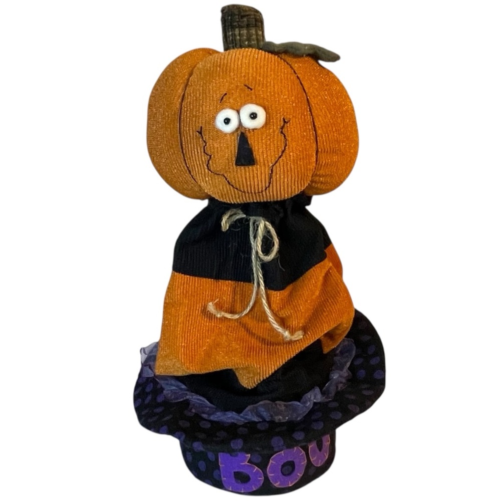 Vintage Handmade Halloween Pumpkin Jack-o-Lantern Centerpiece Adjustable 12-16”